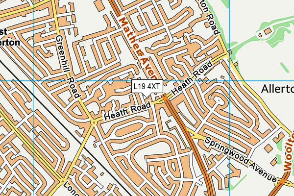 L19 4XT map - OS VectorMap District (Ordnance Survey)