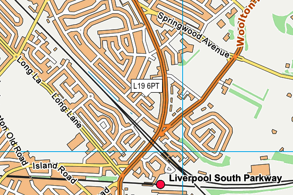 L19 6PT map - OS VectorMap District (Ordnance Survey)