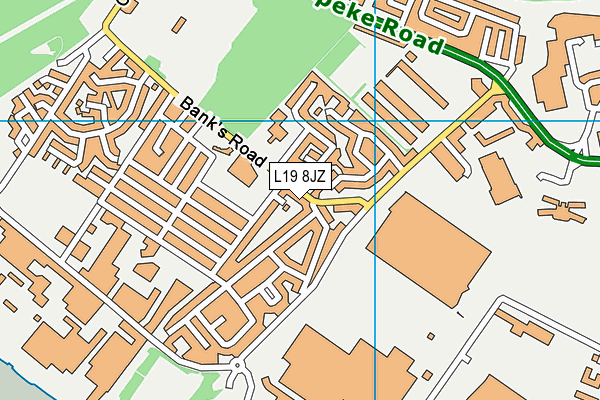 Garston Urban Village Hall (Closed) map (L19 8JZ) - OS VectorMap District (Ordnance Survey)