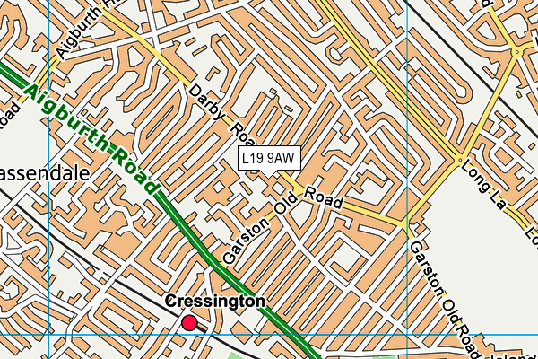 L19 9AW map - OS VectorMap District (Ordnance Survey)