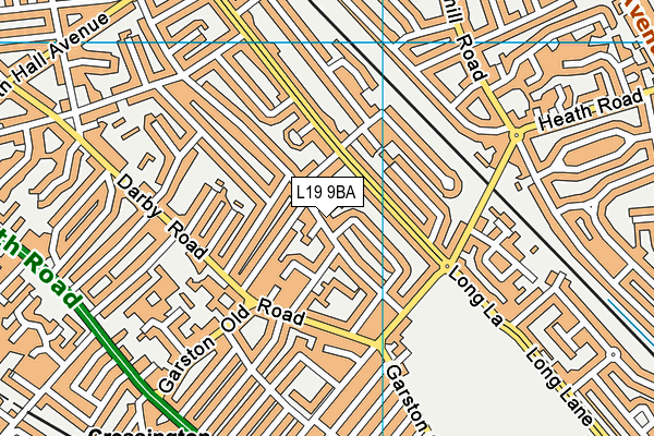 L19 9BA map - OS VectorMap District (Ordnance Survey)