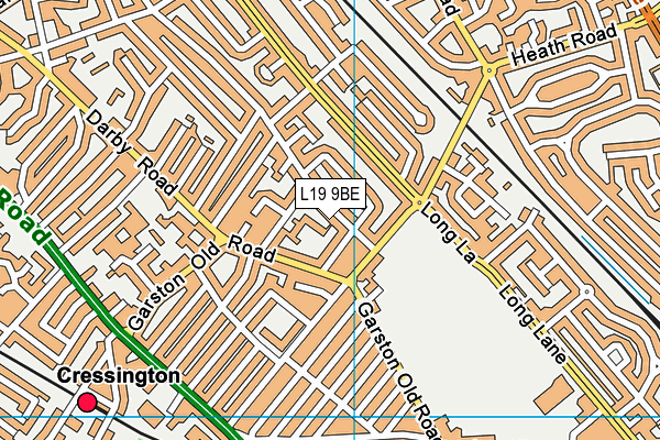 L19 9BE map - OS VectorMap District (Ordnance Survey)