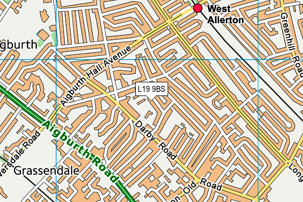 L19 9BS map - OS VectorMap District (Ordnance Survey)