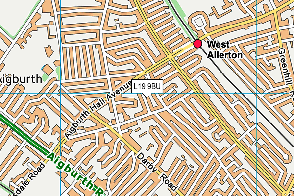 L19 9BU map - OS VectorMap District (Ordnance Survey)