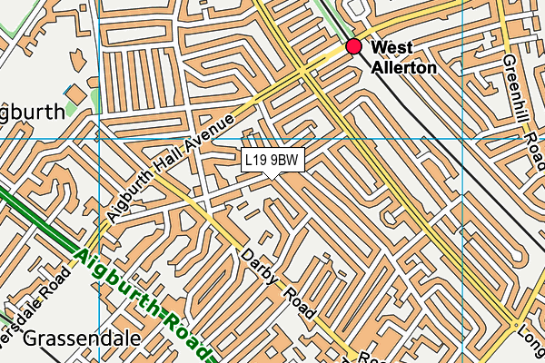 L19 9BW map - OS VectorMap District (Ordnance Survey)