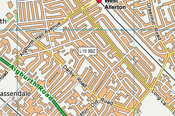 L19 9BZ map - OS VectorMap District (Ordnance Survey)