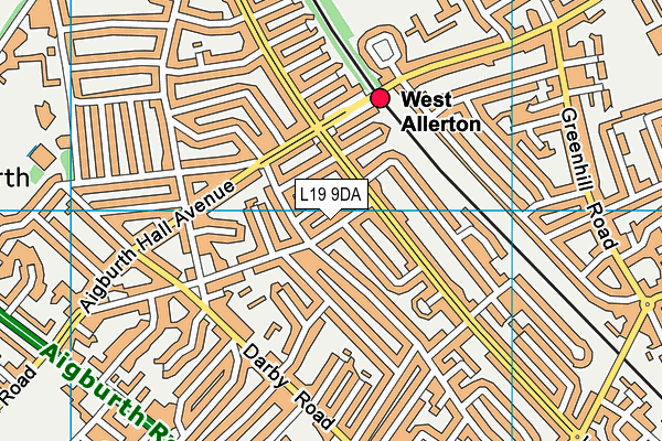 L19 9DA map - OS VectorMap District (Ordnance Survey)