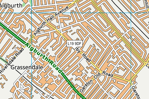 L19 9DF map - OS VectorMap District (Ordnance Survey)