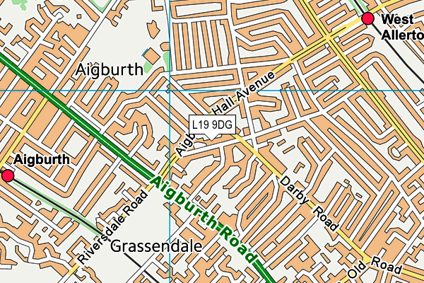 L19 9DG map - OS VectorMap District (Ordnance Survey)
