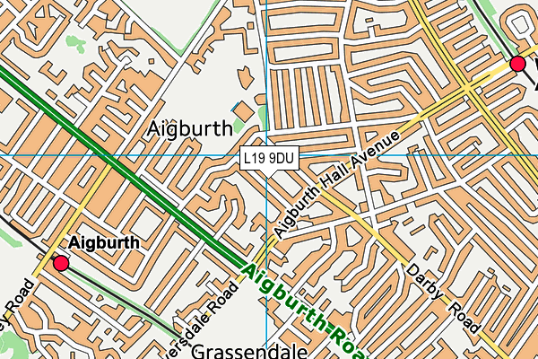 L19 9DU map - OS VectorMap District (Ordnance Survey)