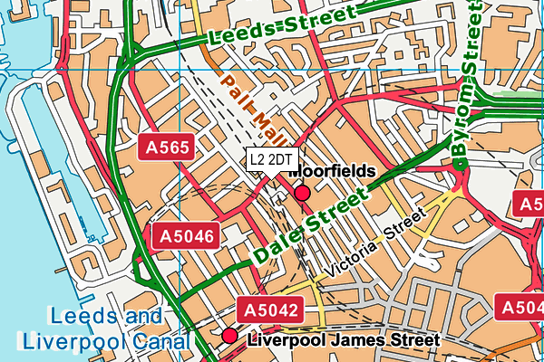 L2 2DT map - OS VectorMap District (Ordnance Survey)