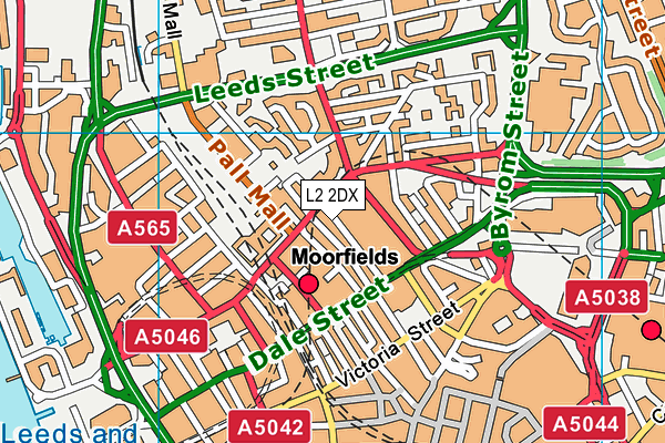 L2 2DX map - OS VectorMap District (Ordnance Survey)