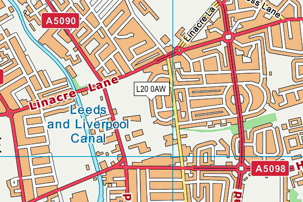 L20 0AW map - OS VectorMap District (Ordnance Survey)