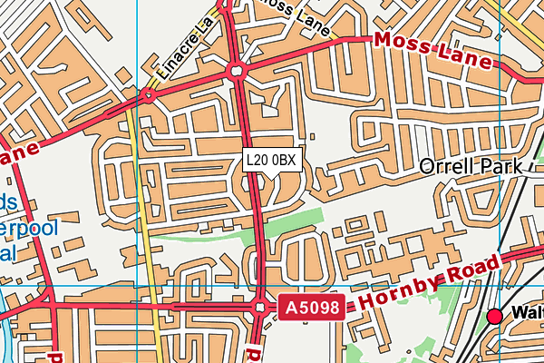 L20 0BX map - OS VectorMap District (Ordnance Survey)