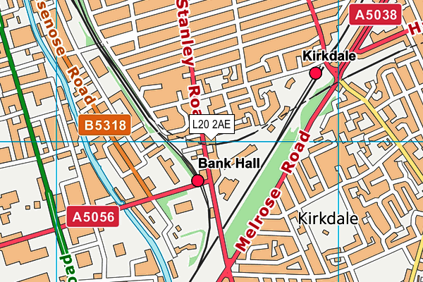 L20 2AE map - OS VectorMap District (Ordnance Survey)