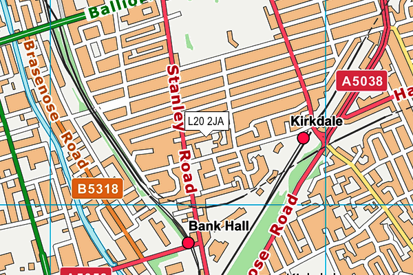 L20 2JA map - OS VectorMap District (Ordnance Survey)