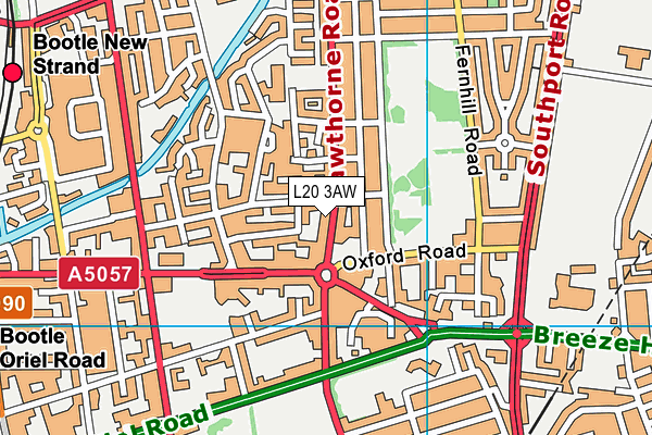 L20 3AW map - OS VectorMap District (Ordnance Survey)