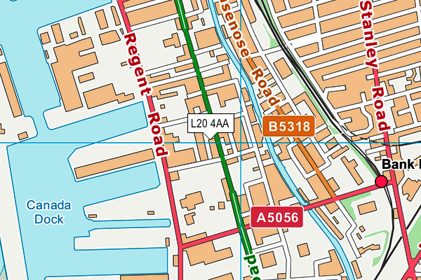 L20 4AA map - OS VectorMap District (Ordnance Survey)