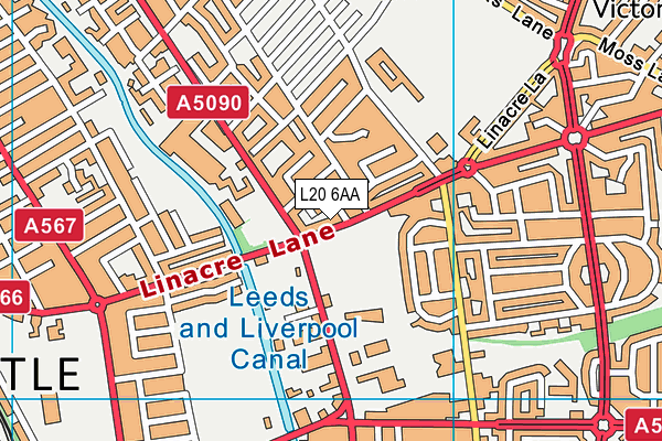 L20 6AA map - OS VectorMap District (Ordnance Survey)