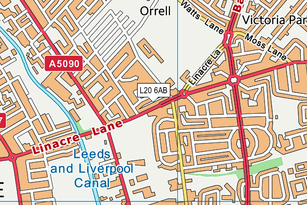 L20 6AB map - OS VectorMap District (Ordnance Survey)