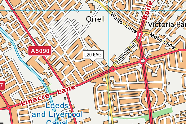 L20 6AG map - OS VectorMap District (Ordnance Survey)
