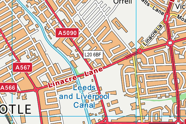 L20 6BF map - OS VectorMap District (Ordnance Survey)