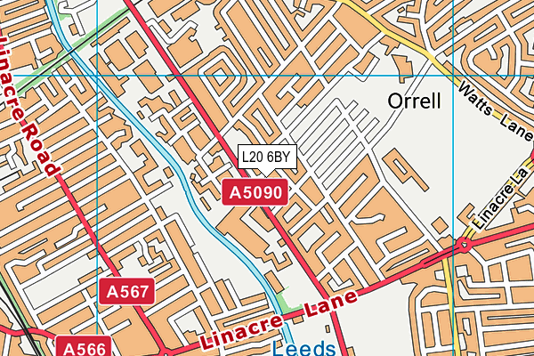 L20 6BY map - OS VectorMap District (Ordnance Survey)