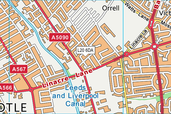 L20 6DA map - OS VectorMap District (Ordnance Survey)