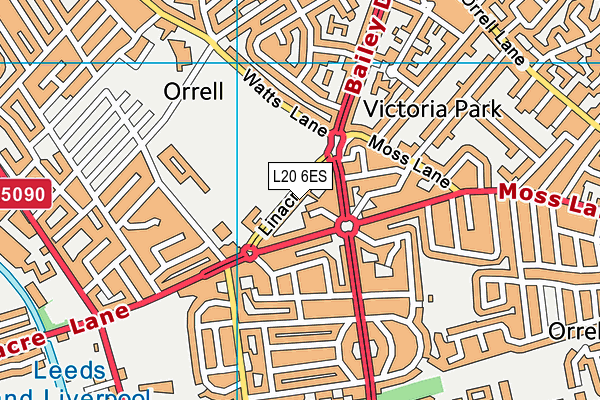 L20 6ES map - OS VectorMap District (Ordnance Survey)