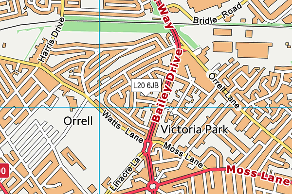 L20 6JB map - OS VectorMap District (Ordnance Survey)