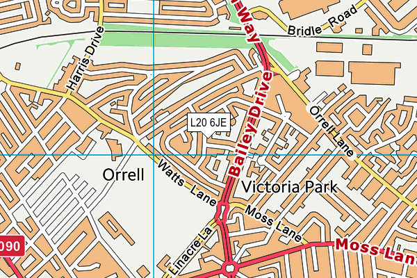 L20 6JE map - OS VectorMap District (Ordnance Survey)