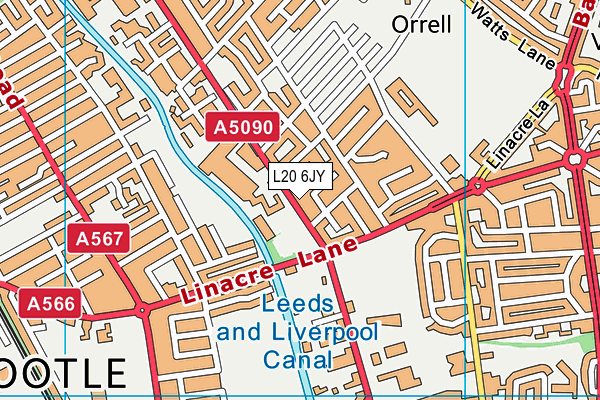 L20 6JY map - OS VectorMap District (Ordnance Survey)