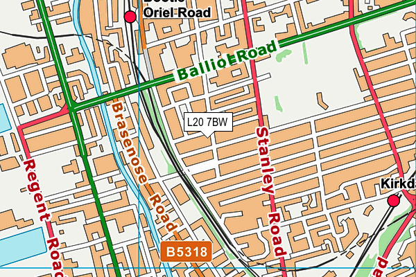 L20 7BW map - OS VectorMap District (Ordnance Survey)