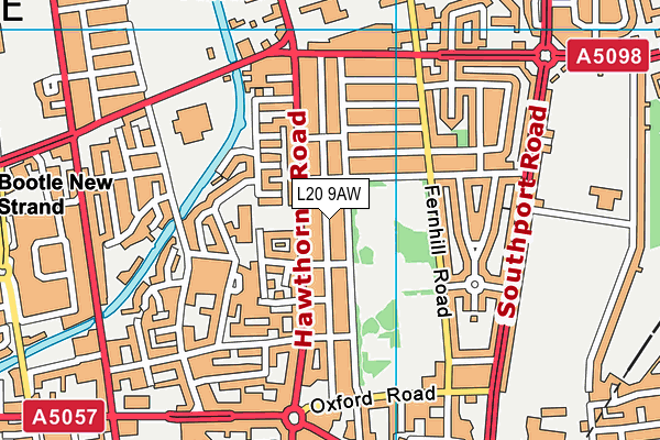 L20 9AW map - OS VectorMap District (Ordnance Survey)