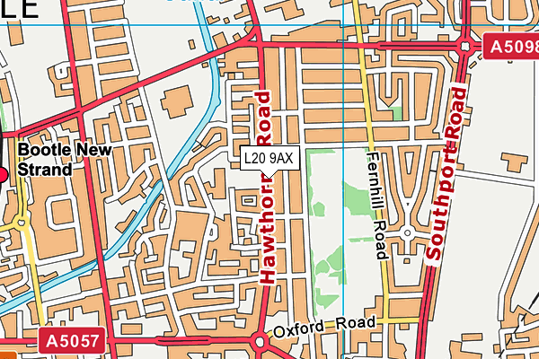 L20 9AX map - OS VectorMap District (Ordnance Survey)