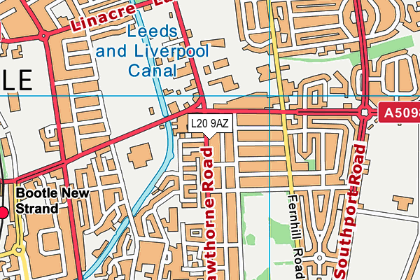 L20 9AZ map - OS VectorMap District (Ordnance Survey)