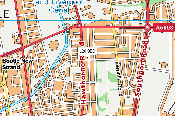 L20 9BD map - OS VectorMap District (Ordnance Survey)