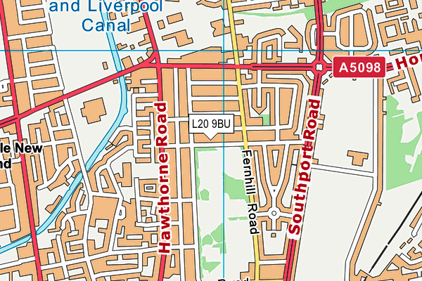 L20 9BU map - OS VectorMap District (Ordnance Survey)