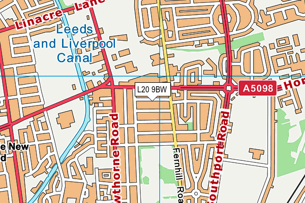 L20 9BW map - OS VectorMap District (Ordnance Survey)