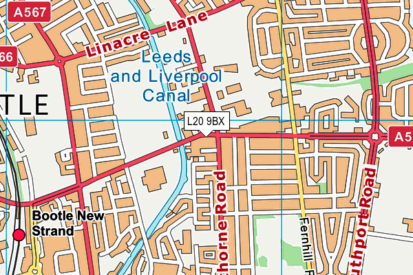 L20 9BX map - OS VectorMap District (Ordnance Survey)