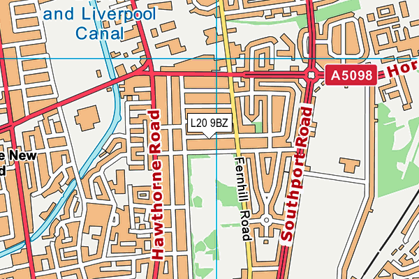 L20 9BZ map - OS VectorMap District (Ordnance Survey)