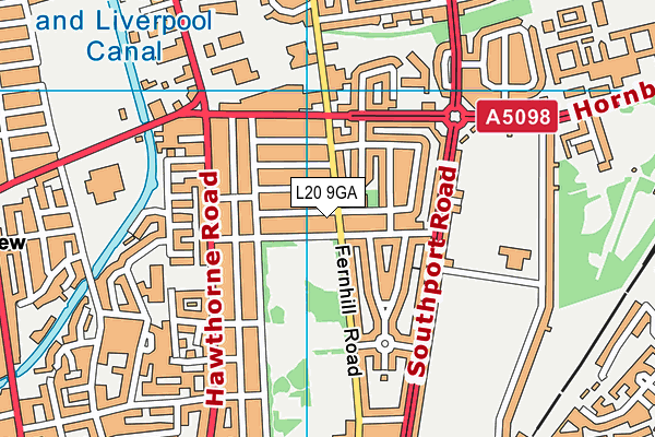 L20 9GA map - OS VectorMap District (Ordnance Survey)