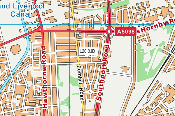 L20 9JD map - OS VectorMap District (Ordnance Survey)