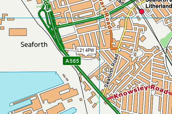 L21 4PW map - OS VectorMap District (Ordnance Survey)