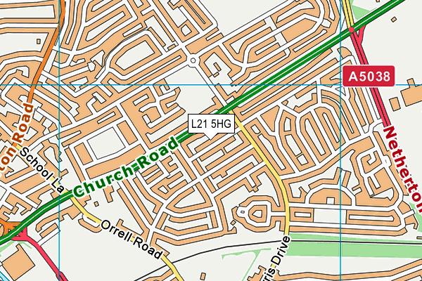 L21 5HG map - OS VectorMap District (Ordnance Survey)