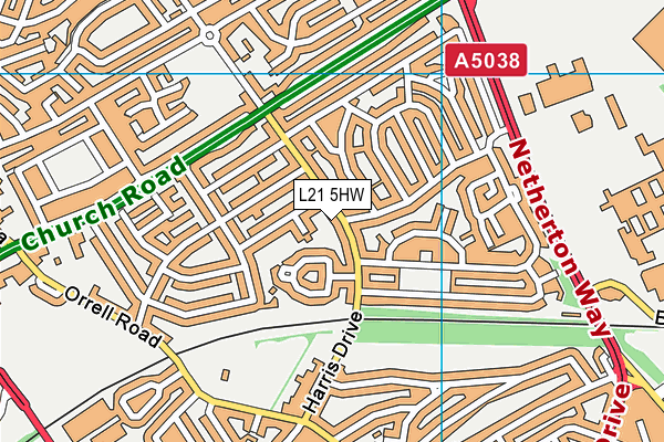 L21 5HW map - OS VectorMap District (Ordnance Survey)