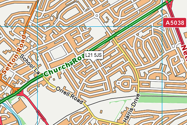 L21 5JS map - OS VectorMap District (Ordnance Survey)