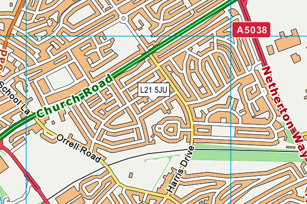 L21 5JU map - OS VectorMap District (Ordnance Survey)