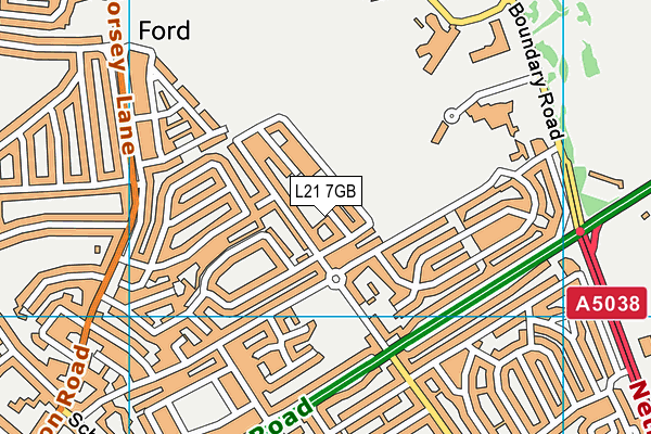 L21 7GB map - OS VectorMap District (Ordnance Survey)