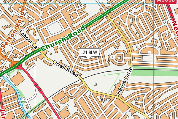 L21 8LW map - OS VectorMap District (Ordnance Survey)